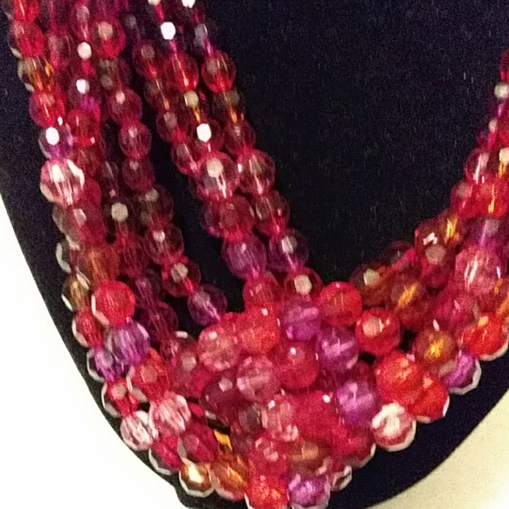 Avon Vintage Red Bead Multicolored Necklace